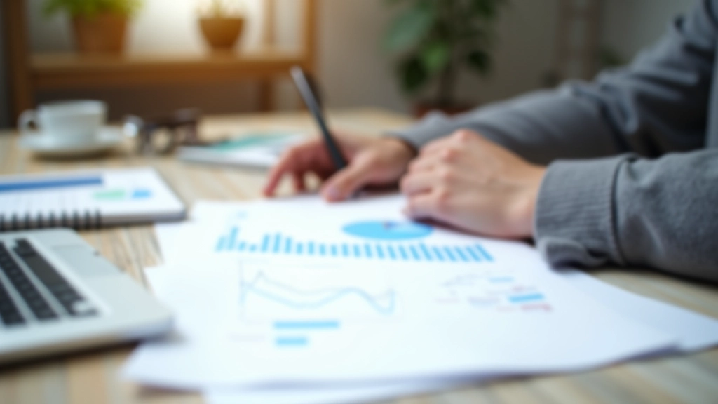 Schreibtisch mit Wirtschaftspapieren, Statistiken und Notizen zum Thema ZEW Konjunkturerwartungen